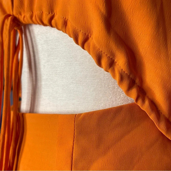 NWT Superdown Orange Selene Wrap Dress V-Neck Long Sleeves Front Tie Size XS - Picture 6 of 10